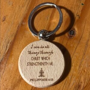 Inspirational Philippians 4:13 Wooden Keychain